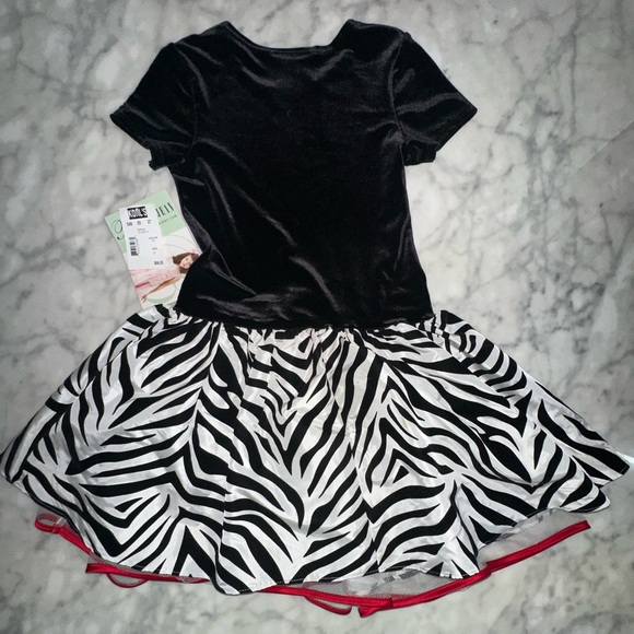 Bonnie Jean Black and White Zebra Print Kids Costume with Red Bow - Picture 5 of 5
